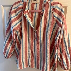 Pietsie Striped Blouse - Red, Blue, White